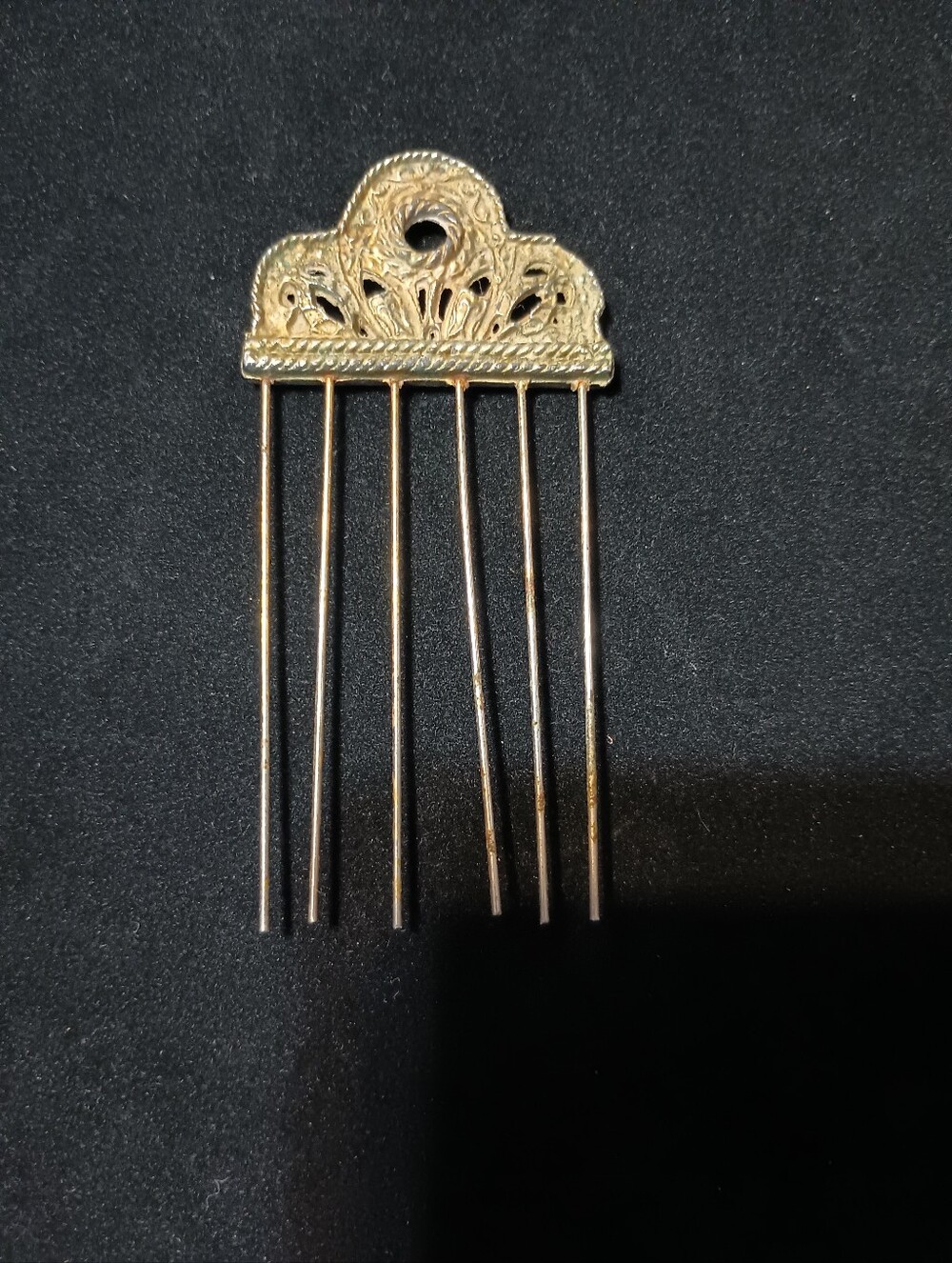 Vintage Hair Pick. Gold Tone. Japan